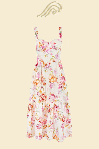 Vestido midi acampanado con estampado Cottie 