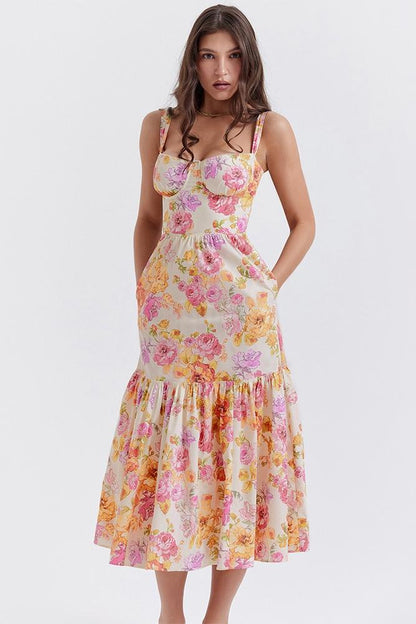 Vestido midi acampanado con estampado Cottie 
