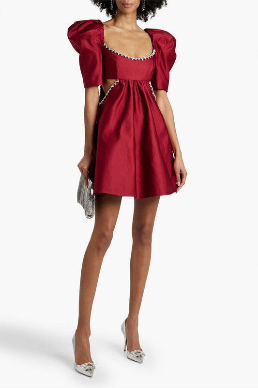 Vestido mini con aberturas y mangas abullonadas de Cathy 