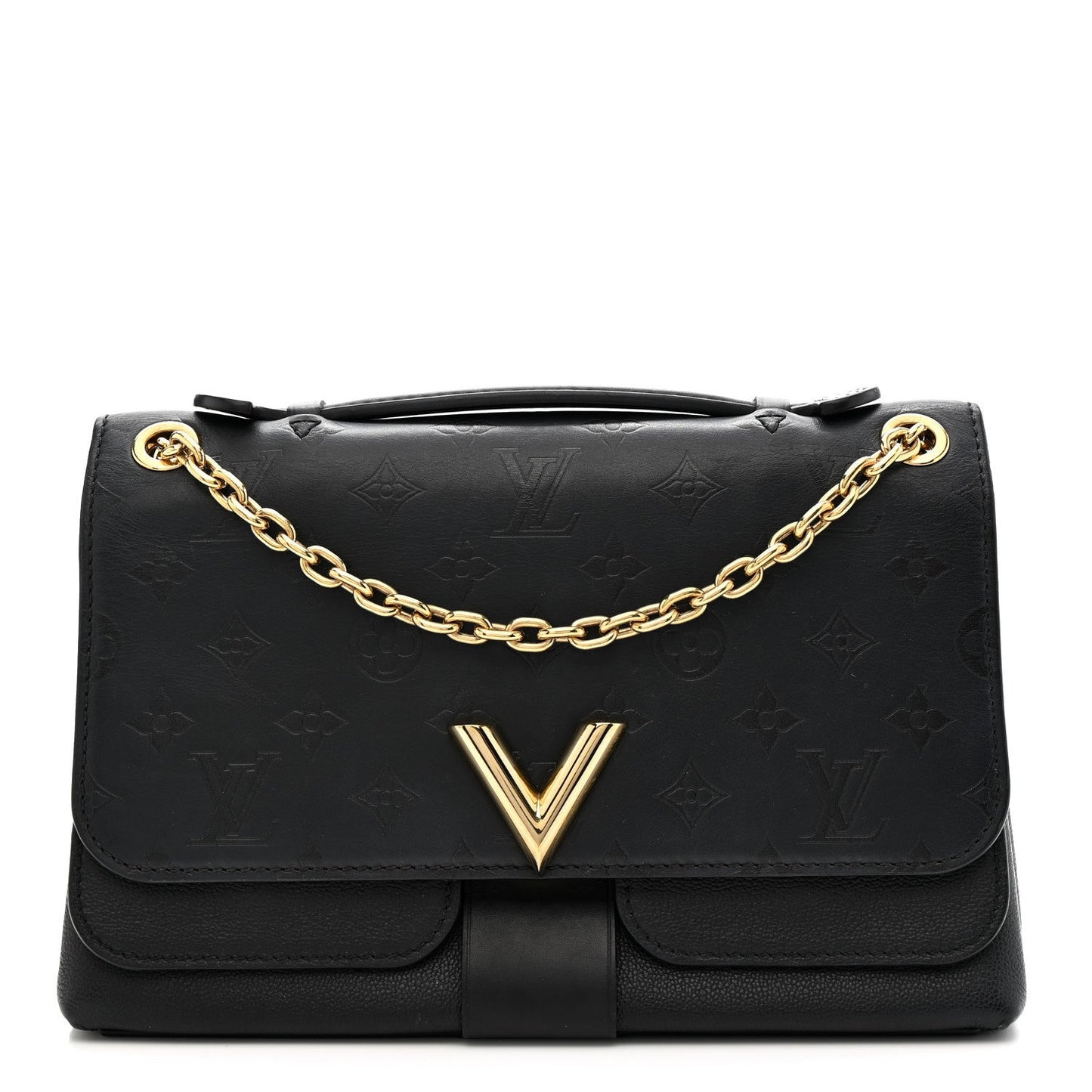 Monogram Cuir Plume Ecume Very Chain Bag Black