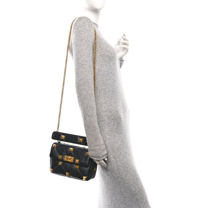 Nappa Medium Roman Stud Shoulder Bag Black