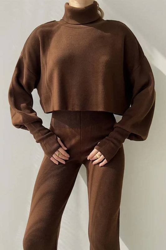 Conjunto informal de dos piezas de top y pantalón de manga larga holgado