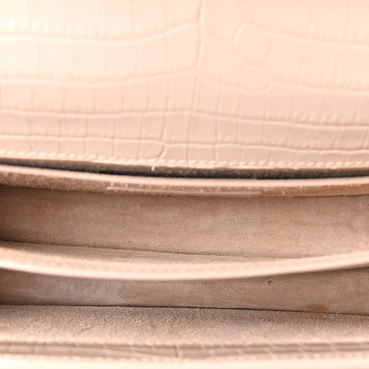 Calfskin Crocodile Embossed Medium Monogram Sunset Rose Antic