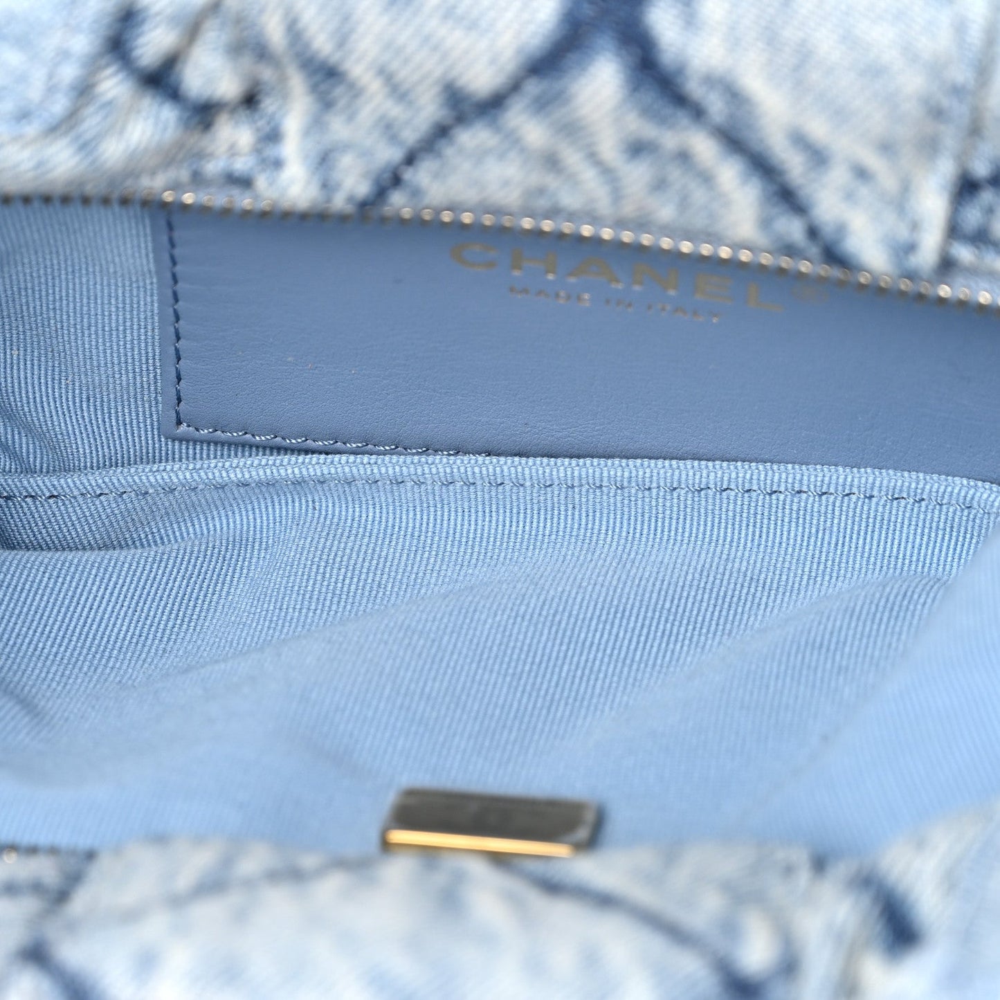 Washed Denim Quilted Mini Bow Bag Blue