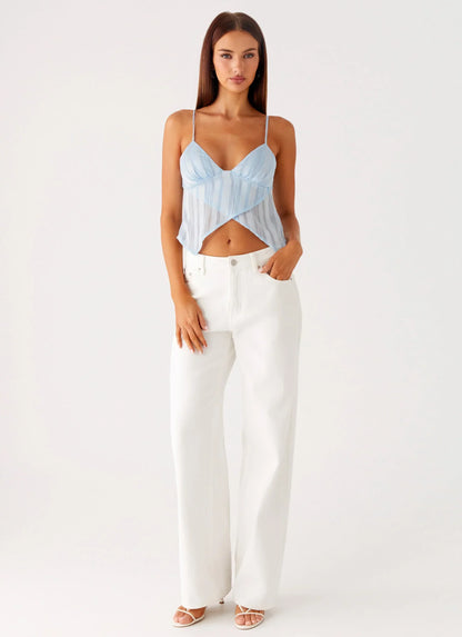 Glynne Frill Top - Baby Blue