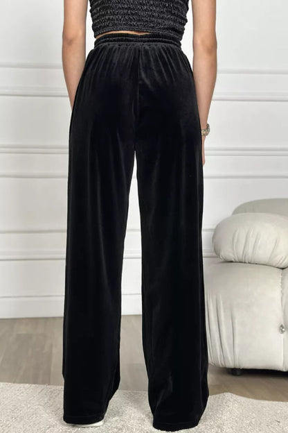 Pantalones anchos de terciopelo dorado Pantalones rectos de terciopelo