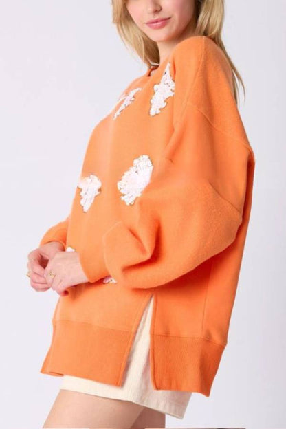 Sudadera informal holgada con lentejuelas y fantasma de Halloween 
