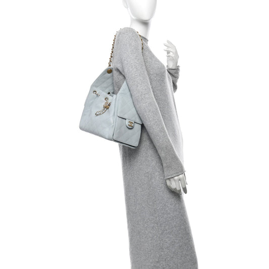 Caviar Quilted Small Chanel 25 Handbag Light Blue