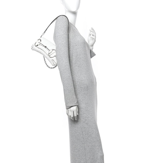 Nappa Vertical Matelasse Small Maxi Horsebit Chain Shoulder Bag Great White