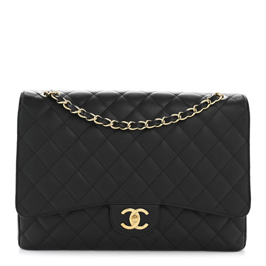 Caviar Quilted Maxi Double Flap Black
