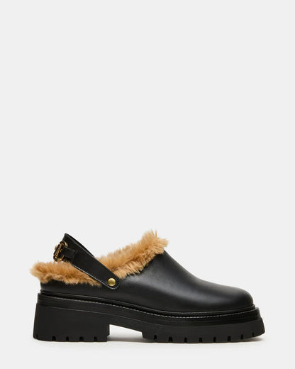 Erba Faux Fur Black Leather