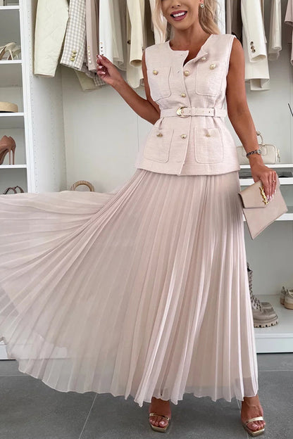 Falda larga de tul plisada con cremallera lateral, relajada y elegante.