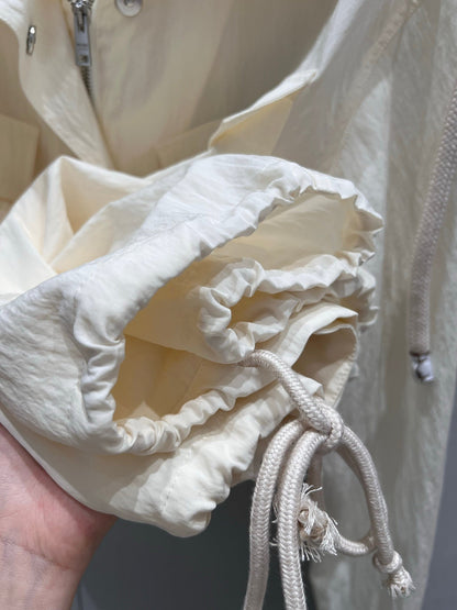 Prada 25 Hooded Zipper Jacket Beige Cotton 215233