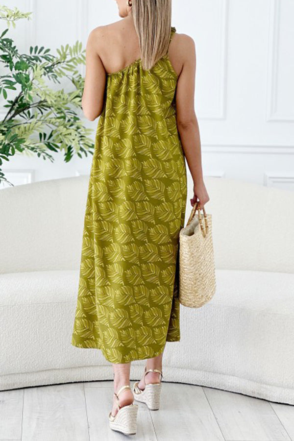 Vestido asimétrico de hojas de oliva
