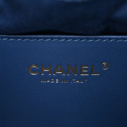 Washed Denim Quilted Small Chanel 25 Handbag Blue