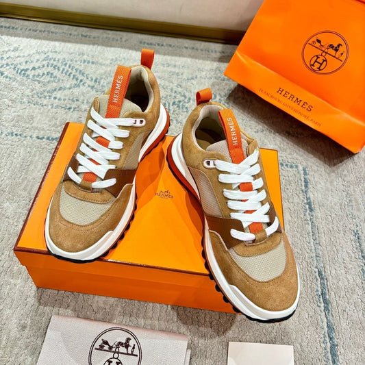 HM Jet Sneaker Light Brown Mesh Suede Calfskin 581326