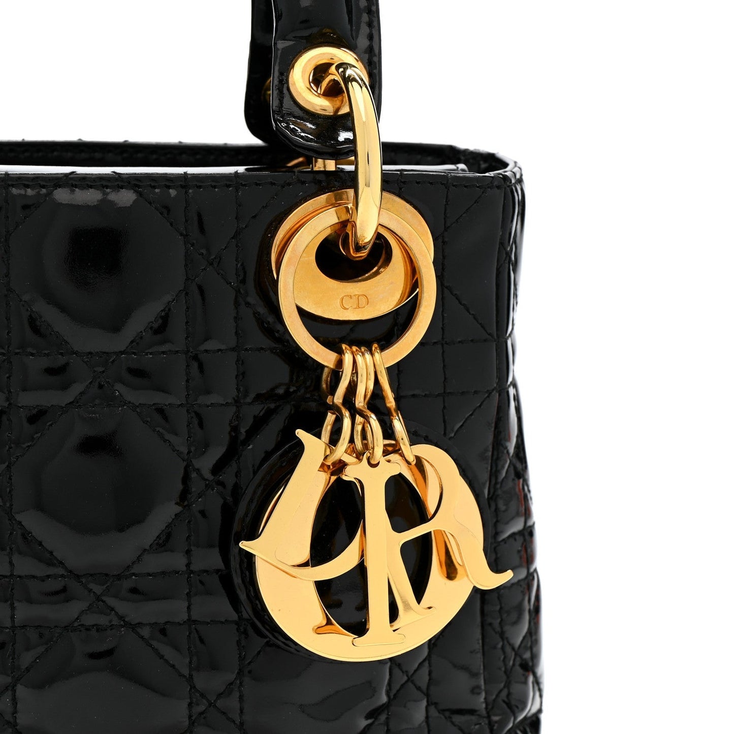 Patent Cannage Mini Lady Dior Black