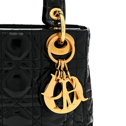 Patent Cannage Mini Lady Dior Black