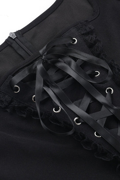Square Neck Tie Gothic Dress
