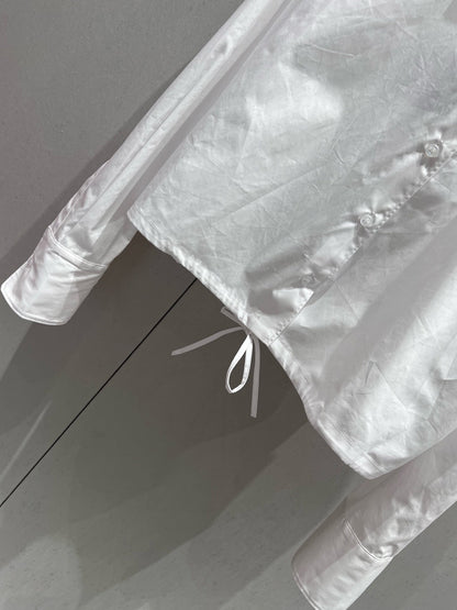 Prada 25 Drawstring-hem Shirt White Cotton 210197