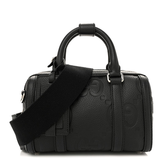 Piuma Calfskin Jumbo GG Embossed Mini Duffle Bag Black