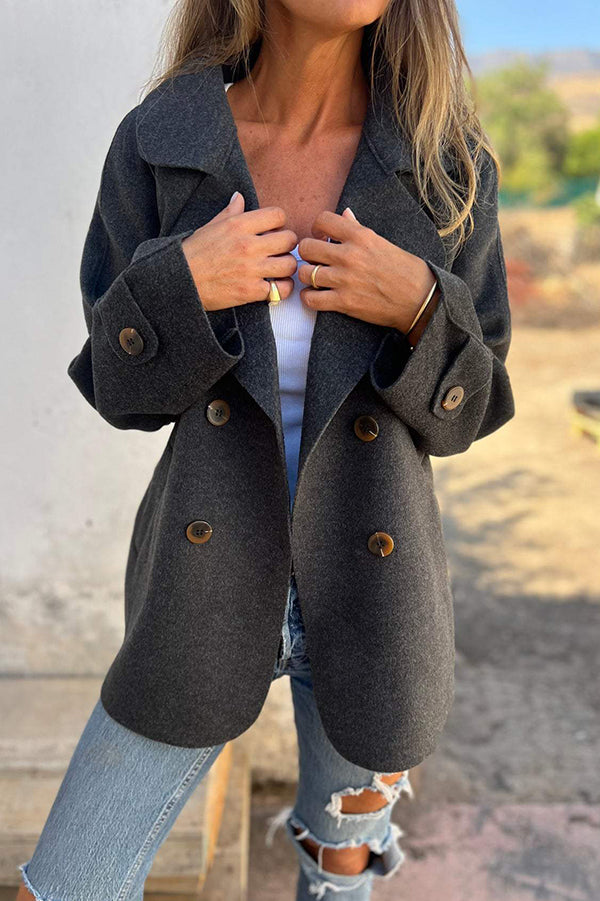 Chaqueta informal de manga larga con botones y solapa de color liso
