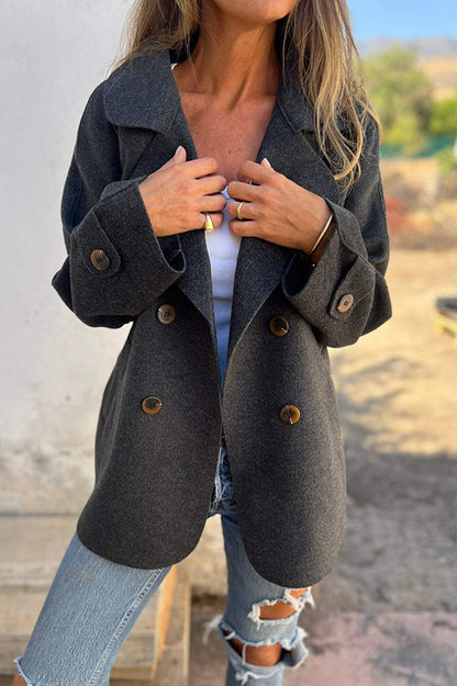 Chaqueta informal de manga larga con botones y solapa de color liso