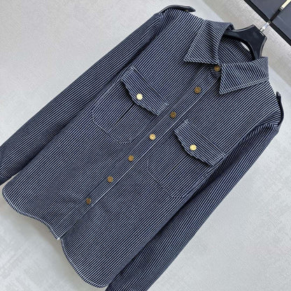 Zimmermann Patience Striped Denim Shirt Twill Cotton 350329
