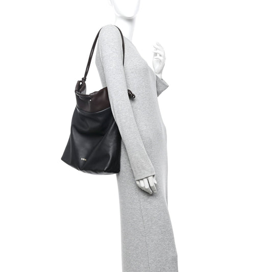 Mellow Nappa Lambskin Flamenco Tote Bag Black Dark Chestnut