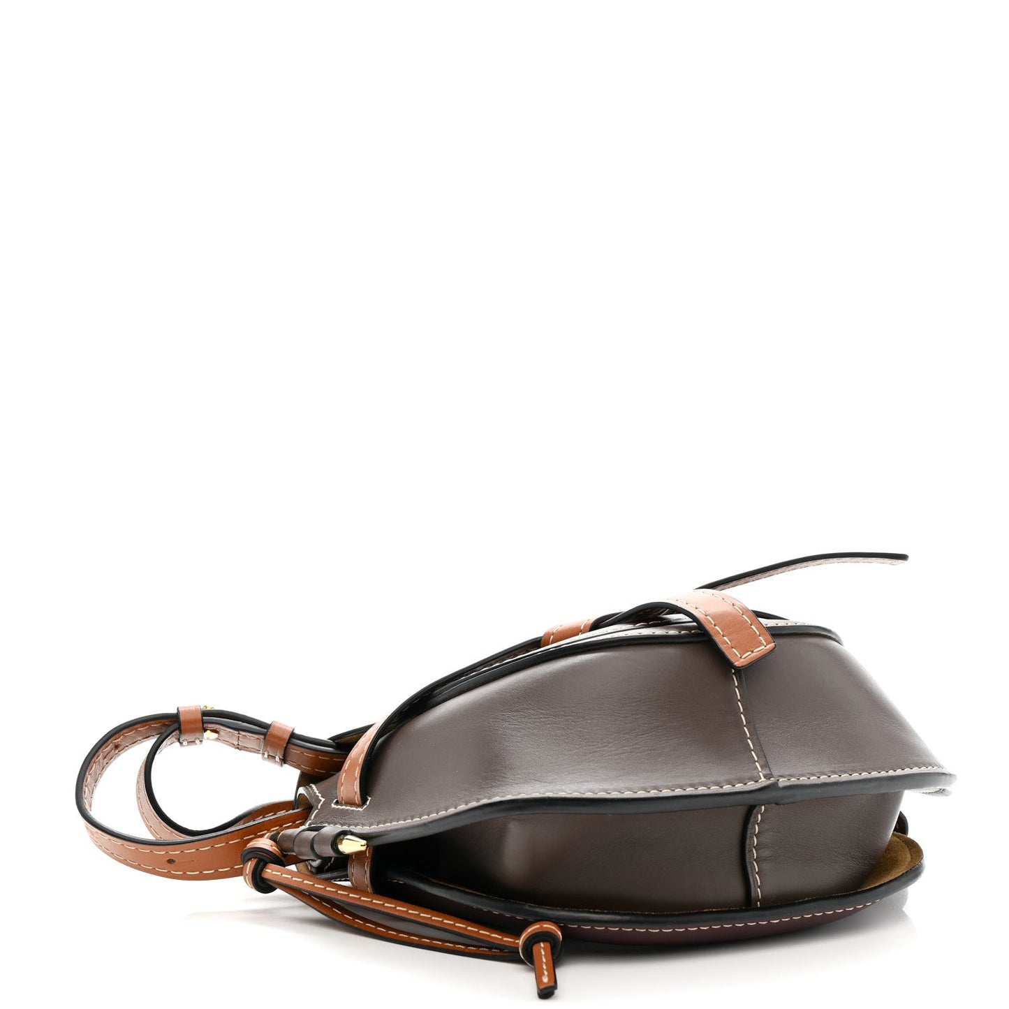 Calfskin Small Gate Crossbody Bag Oxblood Tan Taupe