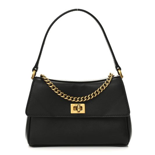 Natural Smooth Calfskin Nano Rodeo Top Handle Handbag Black