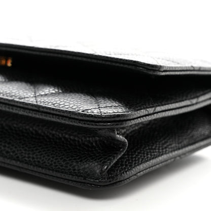 Caviar Quilted Wallet on Chain WOC Black