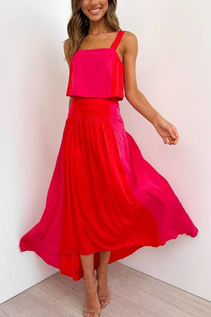 Conjunto casual de dos piezas con colores a juego de moda