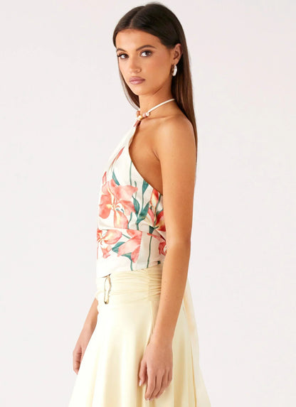 Loreta Beaded Tie Back Top - Siena Floral