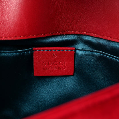 Velvet Matelasse Mini GG Marmont Shoulder Bag Hibiscus Red