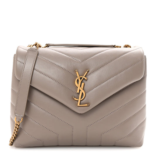 Calfskin Y Quilted Monogram Small Loulou Chain Satchel Taupe