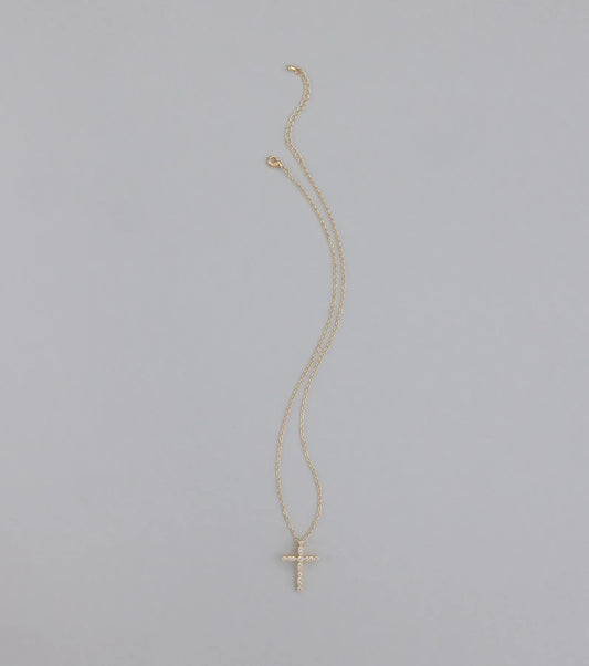 Divine Sparkle Cubic Zirconia Cross Necklace