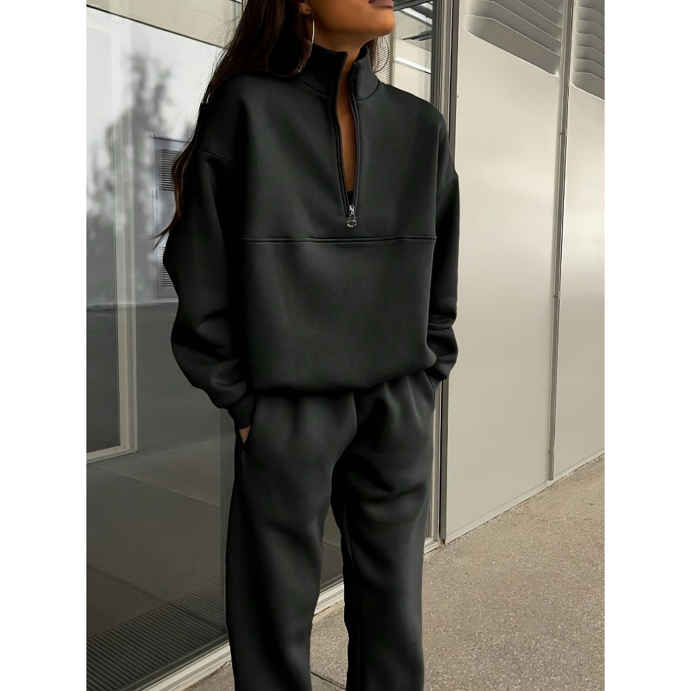 Half Zip Sweatshirt and Jogger Set for Women - Stefania
