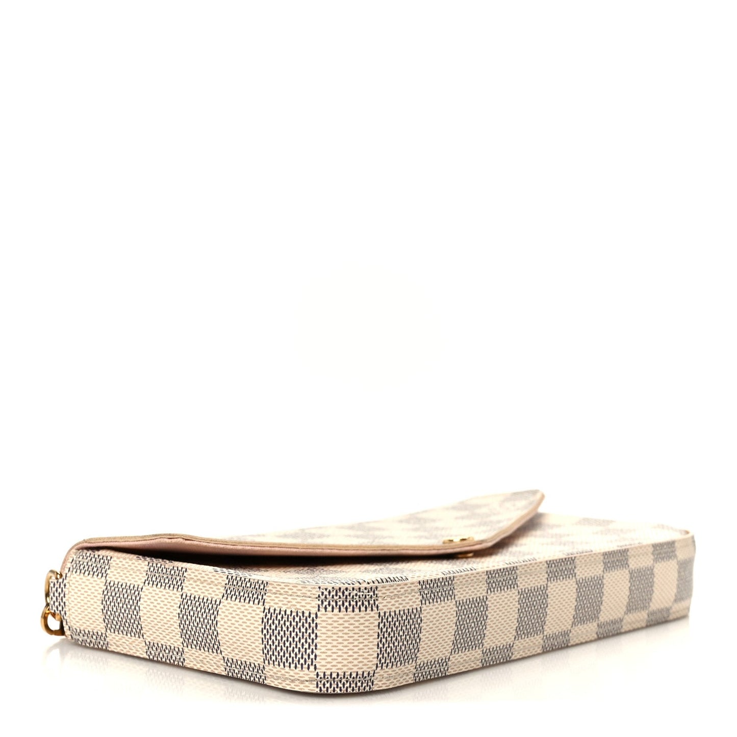 Damier Azur Pochette Felicie Chain Wallet Rose Ballerine