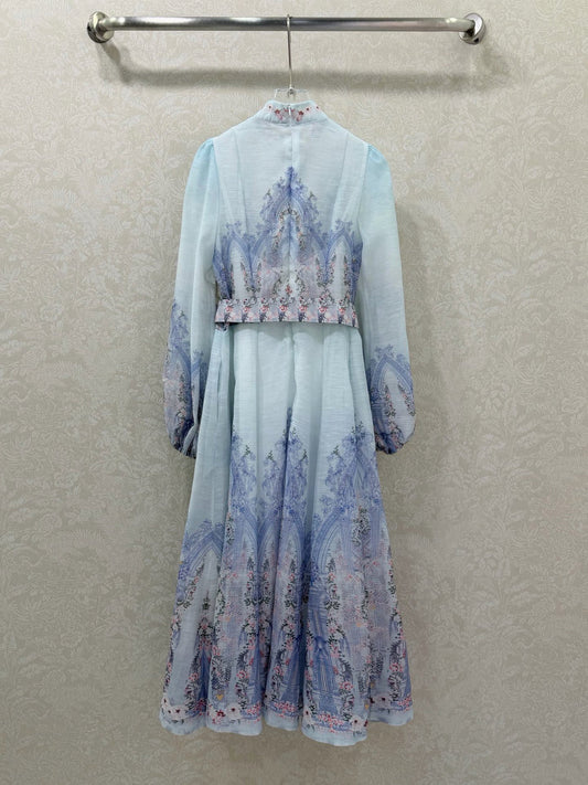 Zimmermann Eden Paisley Shirt Dress Blue Paisley Cotton 347326