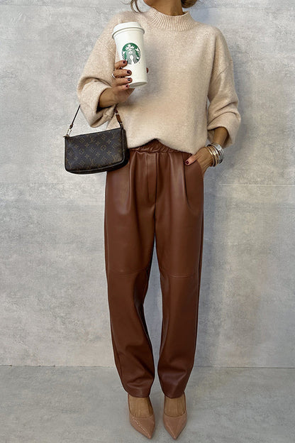 PANTALONES DE CUERO CAMEL
