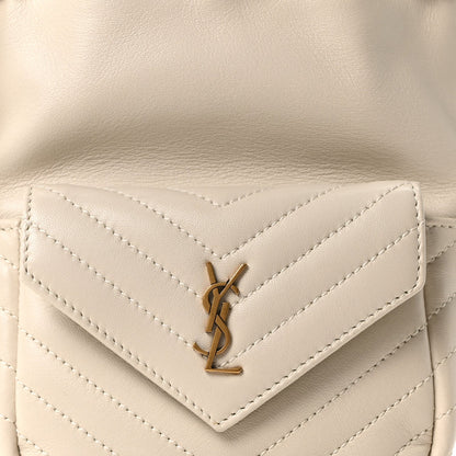 Lambskin Matelasse Monogram Joe Nano Bucket Bag Crema Soft