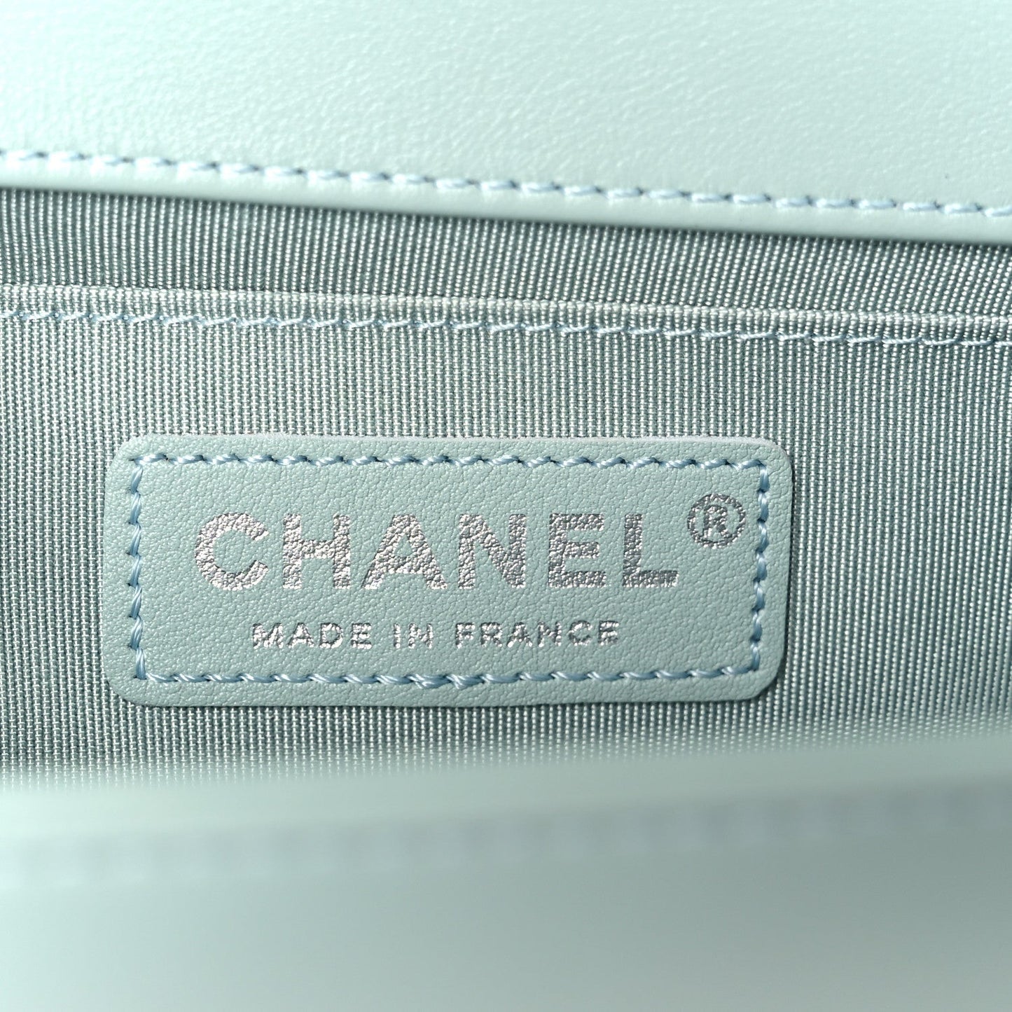 Calfskin Quilted Medium Boy Flap Light Blue