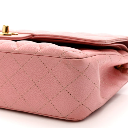 Caviar Quilted Medium Double Flap Pink