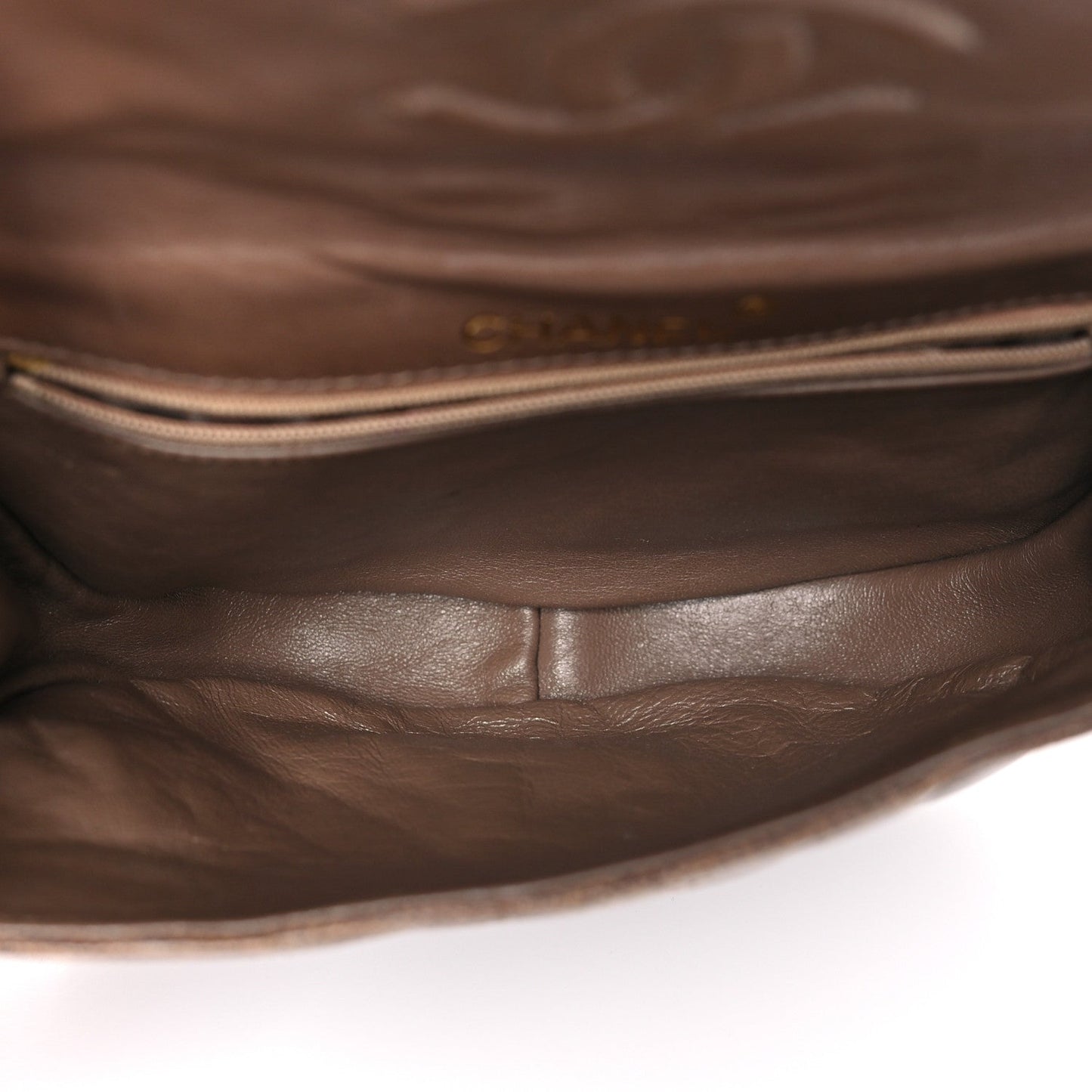 Lizard Quilted Rope Half Moon Clutch Dark Brown