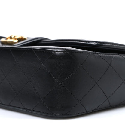 Lambskin Quilted Medium Elegant CC Flap Navy Black