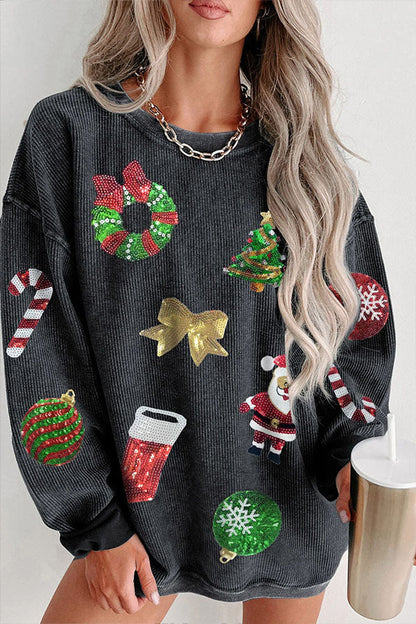 Sudadera con lentejuelas y gráfico navideño