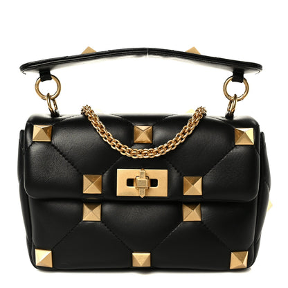 Nappa Medium Roman Stud Shoulder Bag Black