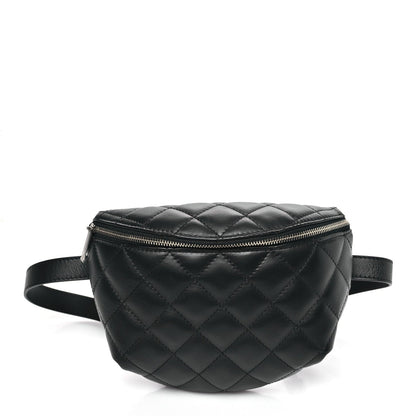 Calfskin Quilted Waist Belt Bag Black