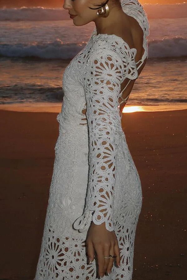 Vestido largo con espalda de crochet y cordones Forever Sunsets